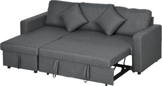 HOMCOM Corner Sofa Bed with Storage, 3 Seater Pull Out Sofa Bed, Dark Grey