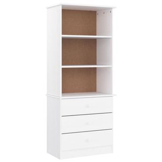 Berkfield Home Bookcase with Drawers ALTA White 60x35x142 cm Solid Wood Pine | Size: 60 x 35 x 142 cm