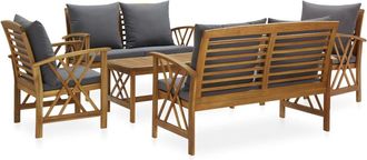 vidaXL Muebles De Jard&iacute;n 5 Piezas Con Cojines Madera Maciza De Acacia Vidaxl