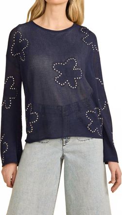 FDJ Fine Gauge Embellished Sweater In Navy