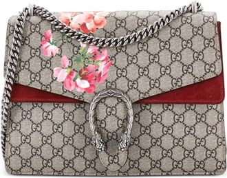 Gucci Borsa a spalla Dionysus media in tela cerata GG con stampa a fiori - Marrone