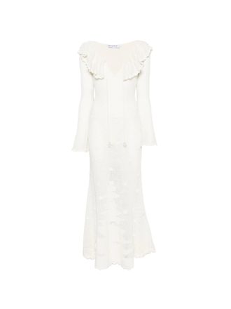 Self Portrait White Floral Crochet Midi Dress