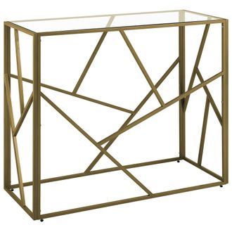 Beliani Beliani - Consola De Metal Dorado Tablero De Cristal 85 X 100 X 40 Cm Moderno Glamuroso Contempor&aacute;neo Orland