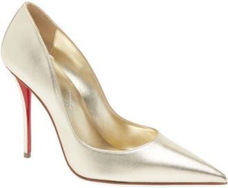 Christian Louboutin Miss Z Pointed Toe Pump in G306 Platine/Lin Platine at Nordstrom, Size 6.5Us