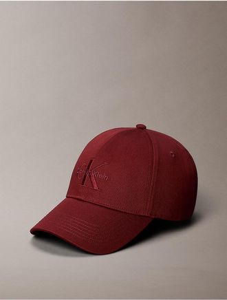 Calvin Klein Mens Embroidered Monologo Baseball Cap - Red