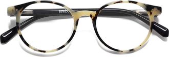 Eyebobs Case Closed 50mm Round Blue Light Blocking Glasses in Black /White Tortoise /Black at Nordstrom, Size +1.50