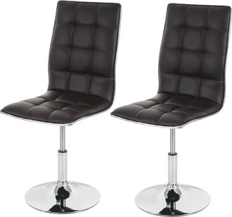 Hhg Hhg - Nunca Usado] Juego De 2 Sillas De Comedor 834, Silla De Cocina, Regulable En Altura, Giratoria, Cuero Sint&eacute;tico Con Certificaci&oacute;n Mvg, Marr&oacute;n