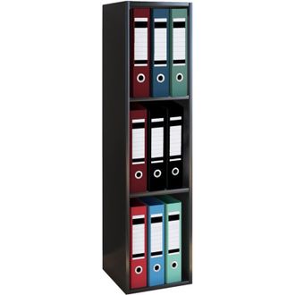 VCM Supporto in legno VCM Armadio salvaspazio Dimensioni: a. 107 x l. 34 x p. 30 cm Elegante Ripiano in piedi Scaffale ufficio - Offas 3 Vassoio (nero)