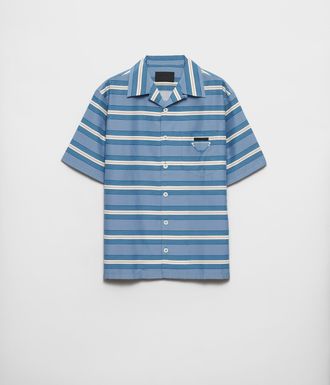 Prada Striped cotton and silk bowling shirt