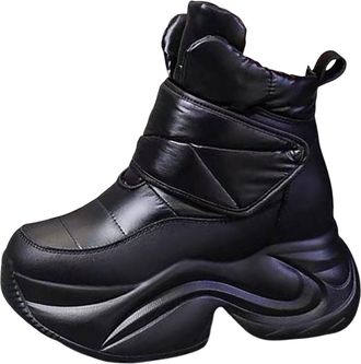 Generic Ladies Ankle Booties, Black Platform Ankle Boots Women - Fashion Chunky Heel Booties Casual Going Out Short Boot Solid Color Shoes for Winter Classic 