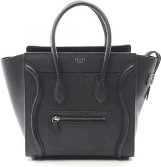 Celine Pre-owned Handbags, female, Black, Size: ONE SIZE Pre-owned Vintage Leather Handbag