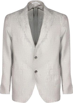 Tagliatore Linnen en Virgin Wool Blazer - Heren - Blazers - Grijs - 2XL - Linnen - Jassen