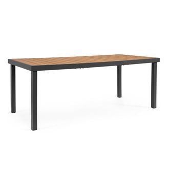Konte Design Mesa de jard&iacute;n con tablero efecto madera y estructura de aluminio