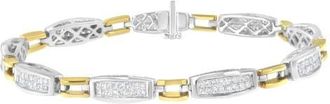 House of Brilliance 14K Gold 2.0 Cttw Diamond Tapered and Equal Sign Link Bracelet in Yellow at Nordstrom