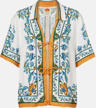 Farm Rio Camisa Flora Tile en mezcla de lino floral