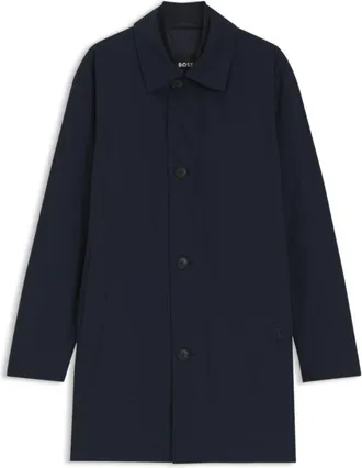 BOSS Regular-fit coat in patterned stretch fabric