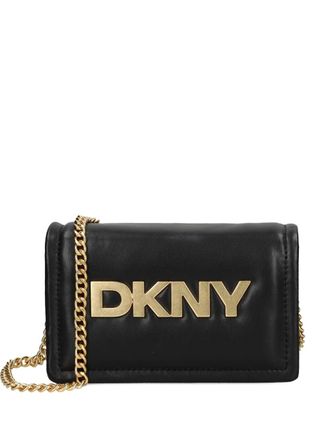 DKNY logo-lettering cross body bag - Black