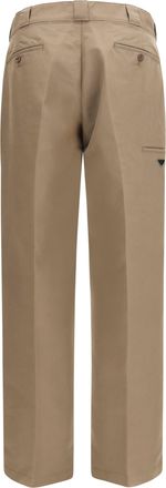 Prada Mens Technical Wide-Leg Pants Canvas Light Brown Cotton; Polyamide Trousers