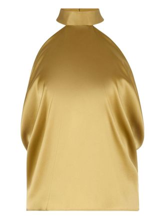 Nina Ricci Gold Silk Open-Back Halter Top