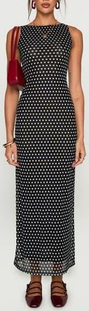 Princess Polly Top of Mind Polka Dot Mesh Maxi Dress in Black at Nordstrom Rack, Size 10