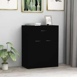 vidaXL Credenza Nera 60x30x75 cm in Legno Multistrato - Vidaxl