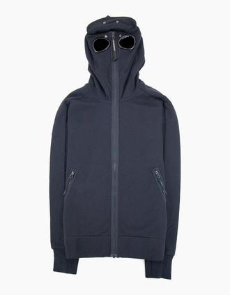 C.P. Company Mens Cp Company Front Goggle Diagonal Fleece Hoody Navy 888 - Size: 42