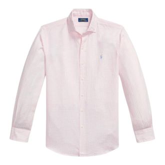 Ralph Lauren Casual Shirts, male, Pink, Size: XL Custom Fit Striped Seersucker Shirt