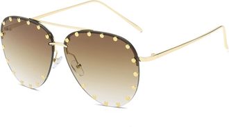 Generic Large Frame Womens Driving Sunglasses Outdoor Mens Vacation Party Sun Glasses(Brown)