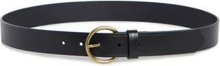 Nordstrom Rack Leather Circular Buckle Belt in Black at Nordstrom Rack, Size X-Small