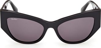 Max Mara 54mm Cat Eye Sunglasses in Shiny Black /Smoke Lenses at Nordstrom