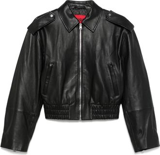 HUGO BOSS Bomber in pelle - Nero