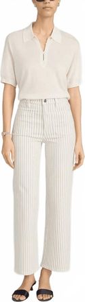 Frame Denim Womens The Anchor Wide Leg Pants In Flax Stripe