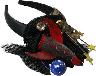 Dolce & Gabbana Womens Multicolor Missile Rocket Crystal Stars Headband Diadem Black Accessory
