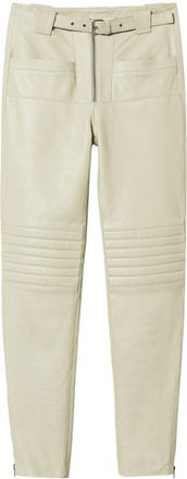 Twin-Set Fairfax leather biker trousers - women - Sheepskin/Viscose - 44 - Neutrals