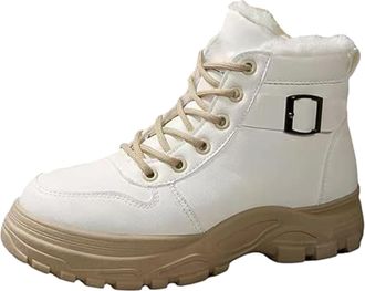 Generic thermal boots women Winter Boots for Women UK Wide Fit Waterproof Walking Shoes Cozy Faux Fur Anti-Slip Snow Shoes Ladies Warm Fur Lined Combat Boot L