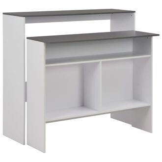 vidaXL Tavolo Bar Con 2 Piani DAppoggio Bianco E Grigio 130x40x120cm - Vidaxl