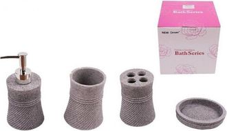Trade Shop Trade Shop - Set 4 Accessori Bagno Ss0035 In Ceramica Porta Sapone Porta Spazzolino Dispenser