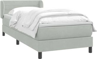 vidaXL Cama Box Spring Con Colch&oacute;n Terciopelo Gris Claro 80x220 Cm Vidaxl