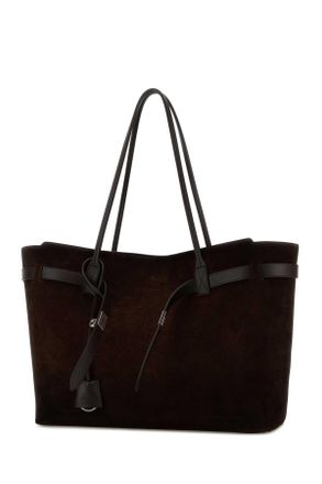 Balenciaga Womens Brown Suede Large Bel Air Shopping Bag Light Espresso T Domesticated Calf Le Borse A Mano