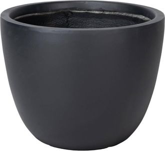 Leisure Mod Dahlia Series Poly Stone Planter in Black 14.4 Dia, 10.8 High