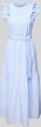 Lollys Laundry Midikleid mit Bindeg&uuml;rtel Modell Harriet in Blau, Gr&ouml;&szlig;e XS