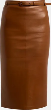 Tom Ford Guanteria Leather Belted Pencil Skirt