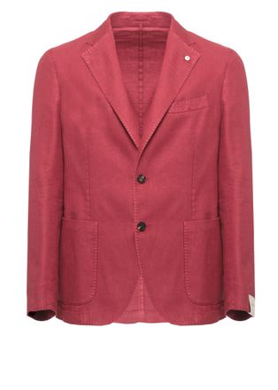 Lubiam Red Classic Lapel Linen Blazer
