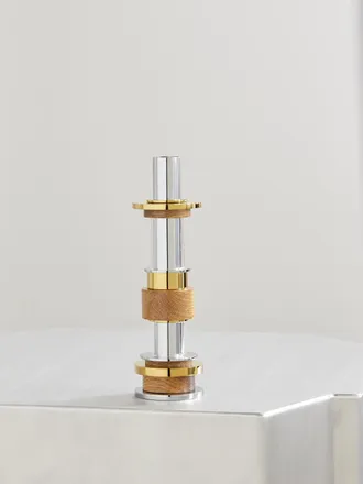 Christofle Candeliere Grande In Acciaio Inossidabile, Metallo Dorato, Quercia E Vetro Myriade - Argento