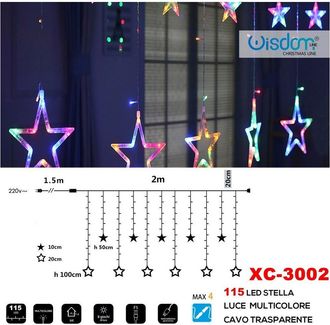 Trade Shop Trade Shop - Tenda Luminosa Natalizia 115led Stelle Luce Multicolore Cavo Trasparente Xc-3002