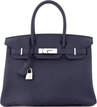 Herm&egrave;s Birkin Blue Togo 30 shopper met palladium hardware - Blauw