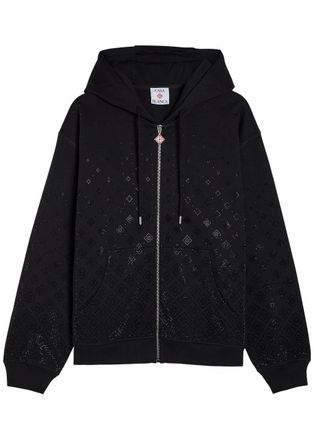 Casablanca Casablanca Crystal-embellished Hooded Cotton Sweatshirt - Black - XL