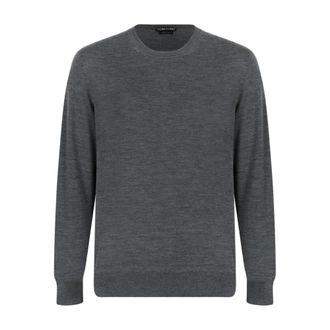 Tom Ford Truien & Vesten, Heren, Grijs, L, Wol, Merino Wol Trui met Ronde Hals