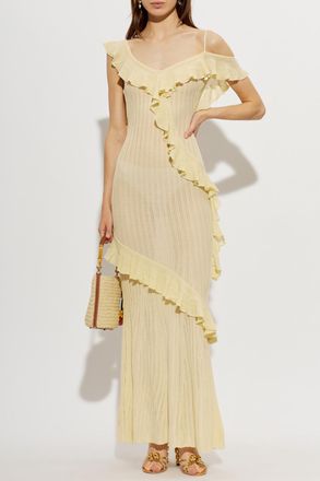 Self Portrait Dress With Ruffles, Womens, Yellow
