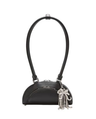 Self Portrait Mini Shoulder Bag In Smooth Leather With Decorative Charm